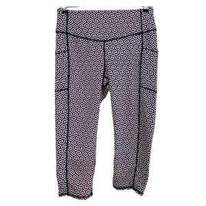 J. McLaughlin Womens Navy Red Geometric Maze Print Cropped Leggings with Pockets